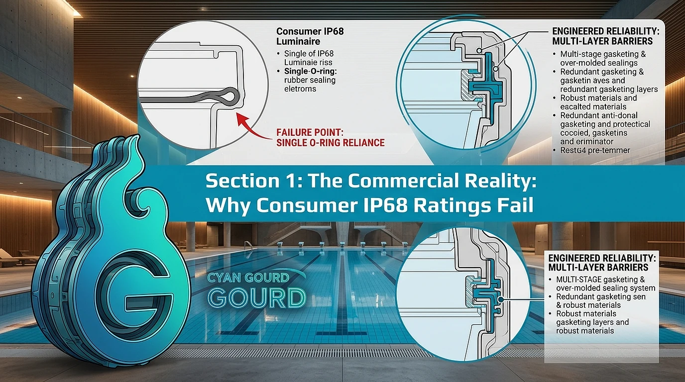 Section 1: The Commercial Reality: Why Consumer IP68 Ratings Fail in Olympic-Sized Applications - Pool light product ima