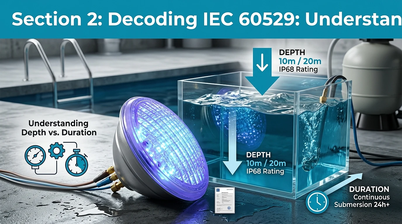 Section 2: Decoding IEC 60529: Understanding Depth vs. Duration in Industrial Environments - Pool light product image
